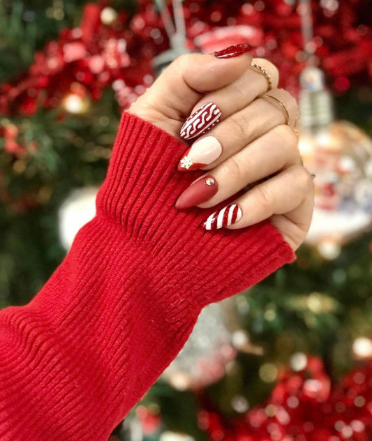 Red Holiday Press On Nails
